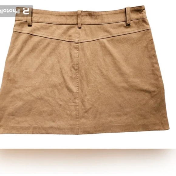 ZARA TRF light brown cognac fauxsuede a-line mini skirt - Picture 3 of 4
